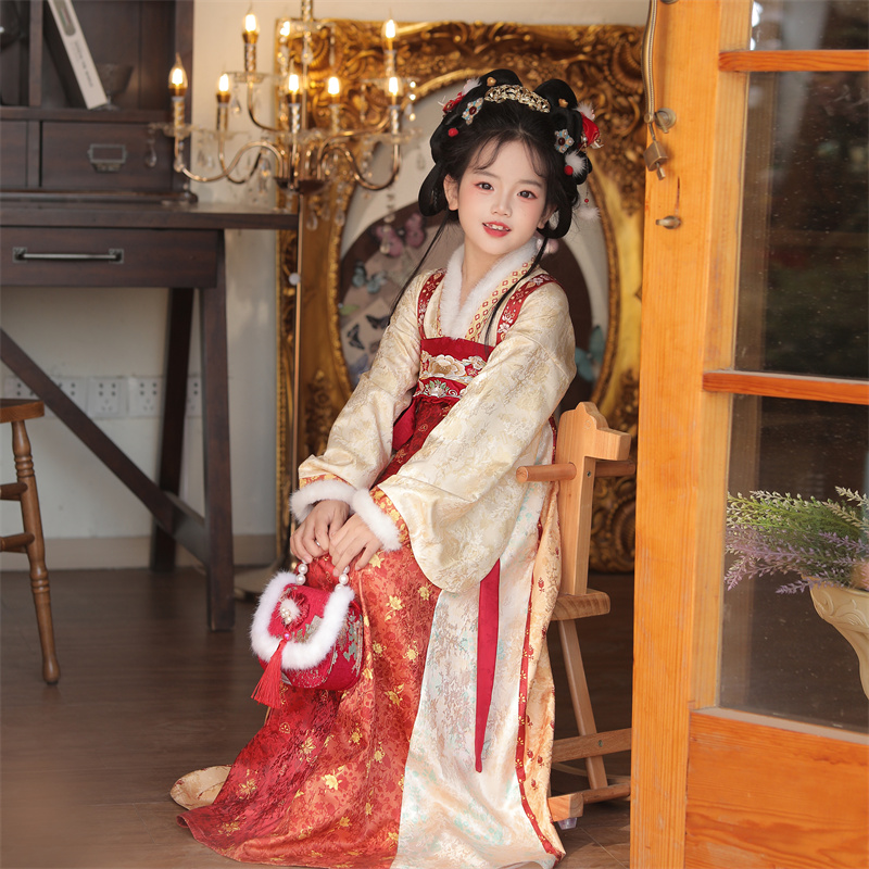 古风齐胸裙刺绣套装儿童汉服