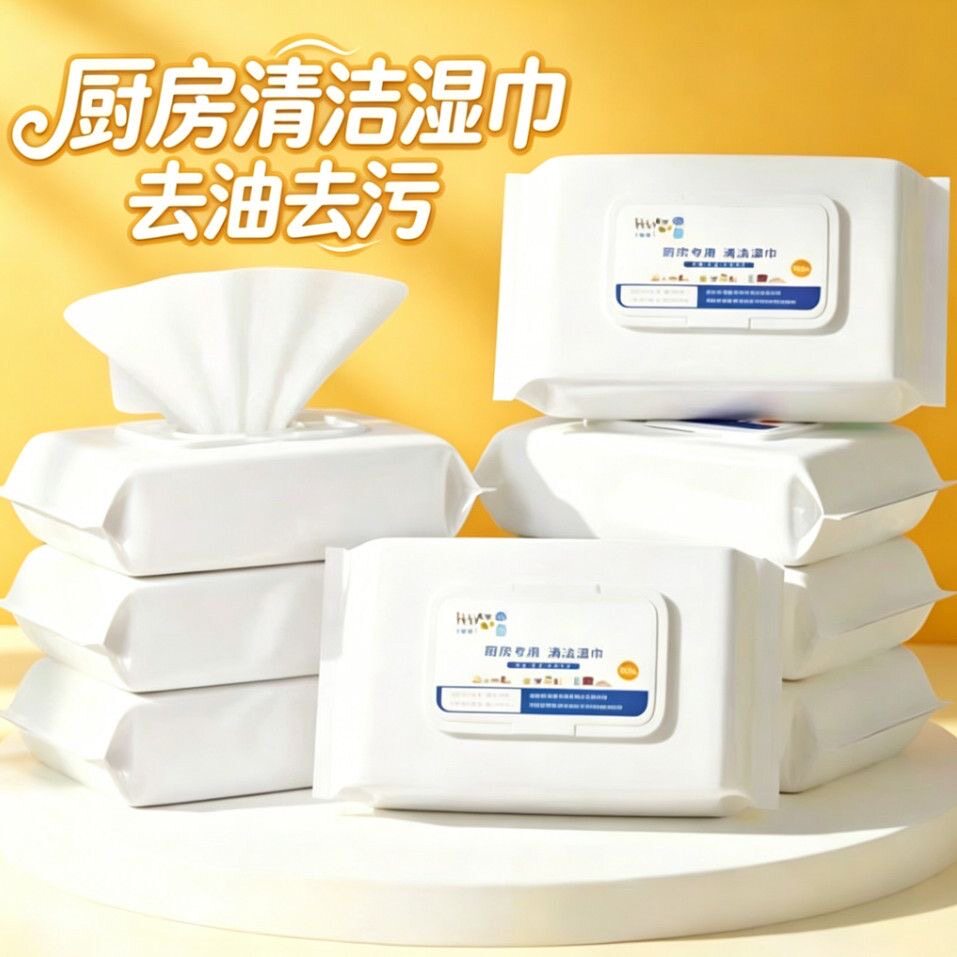 厨房湿巾装去油污清洁湿纸巾家用强力去污强力清洁去油去污