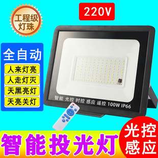 光控投光燈帶感應led小區庭院燈戶外路燈防水戶外燈220V天黑亮燈