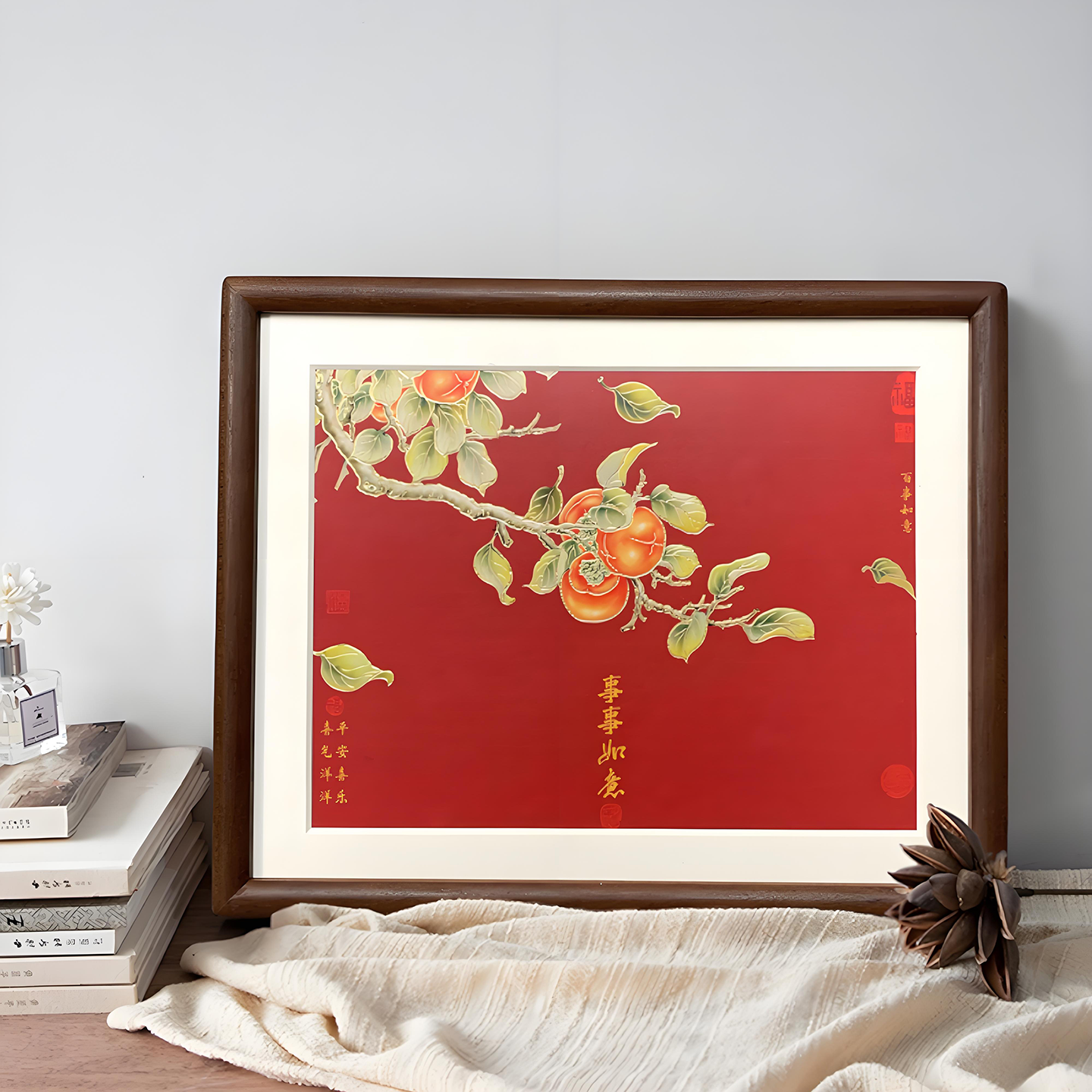 书房办公室茶室风水铜雕相框摆台