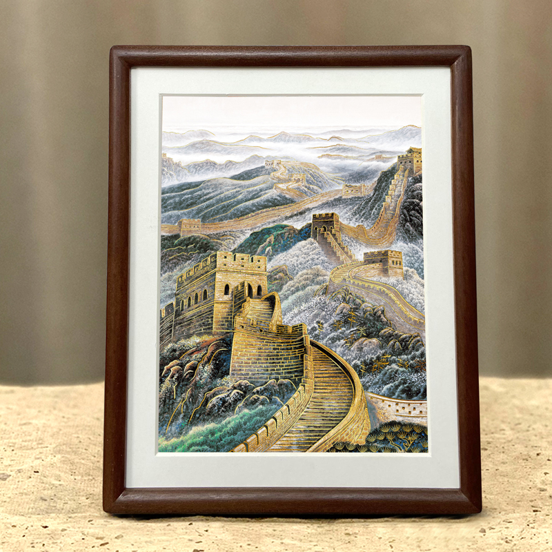万里长城铜板雕刻挂画客厅办公室装饰画书桌摆件中式高端家居壁画