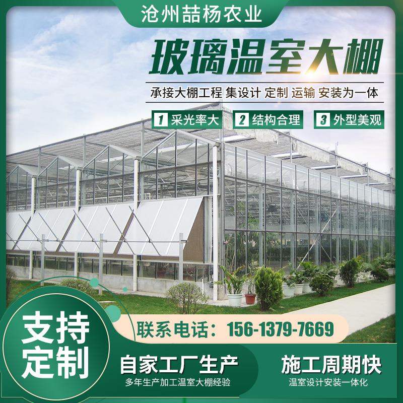 智能玻璃温室大棚连栋温室阳光板温室大棚骨架现代化农业设施大棚