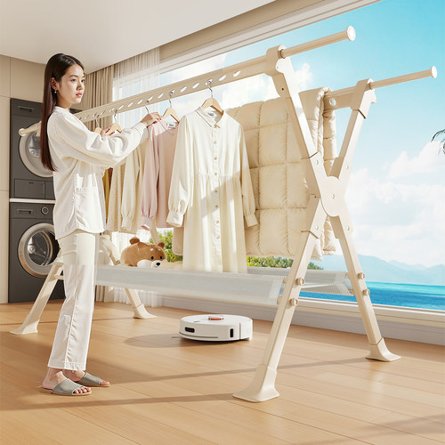 晾衣架落地简易多功能折叠晒被子