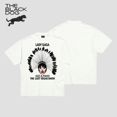 LADYGAGA嘎嘎演唱会纯棉宽松短袖T恤黑狗THE BLACK DOG嘿犬