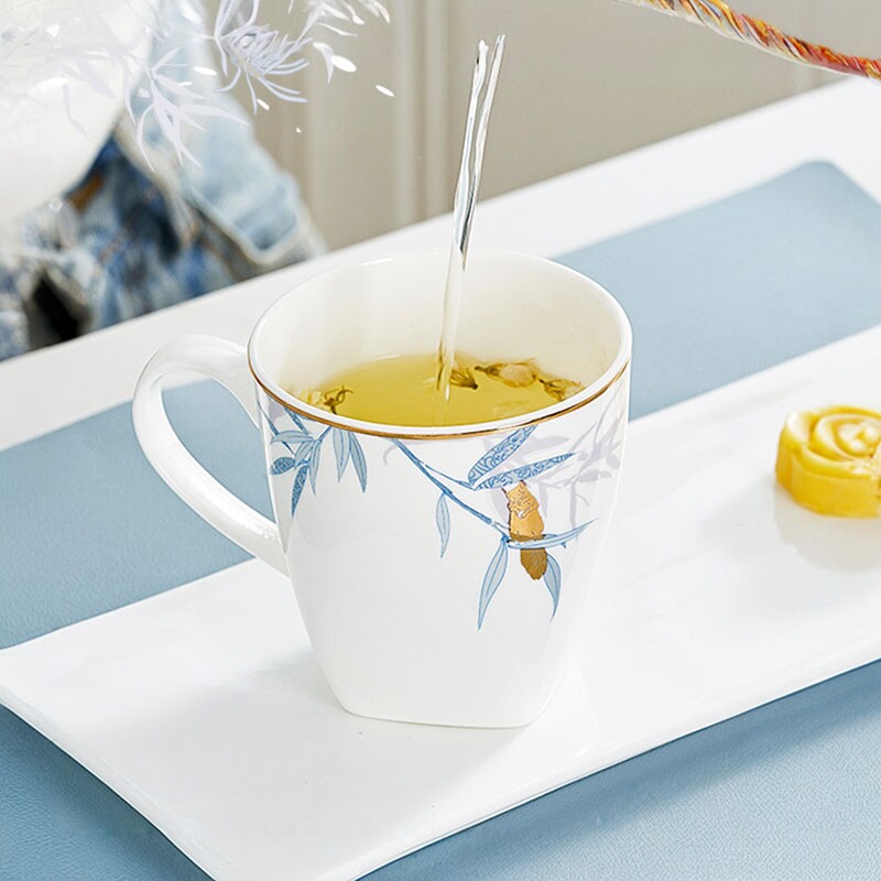 华光国瓷 骨瓷马克杯水杯泡茶杯新中式会客茶杯碟陶瓷杯喝水杯子