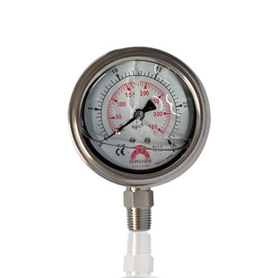 25KG 4PT 防振YBN63 供台湾华记不锈钢压力表耐震充油径向立装