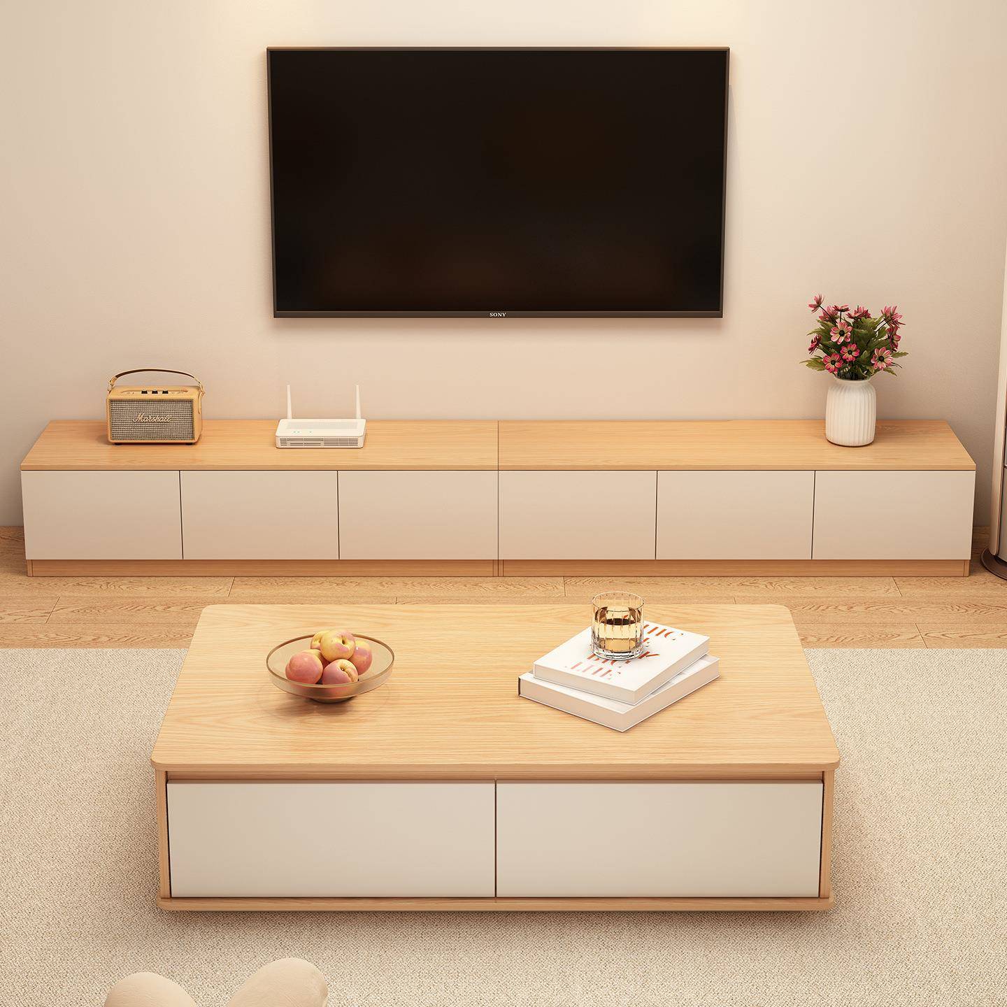 茶几客厅家用2025新款原木风桌子简约现代小户型沙发茶几桌电视柜