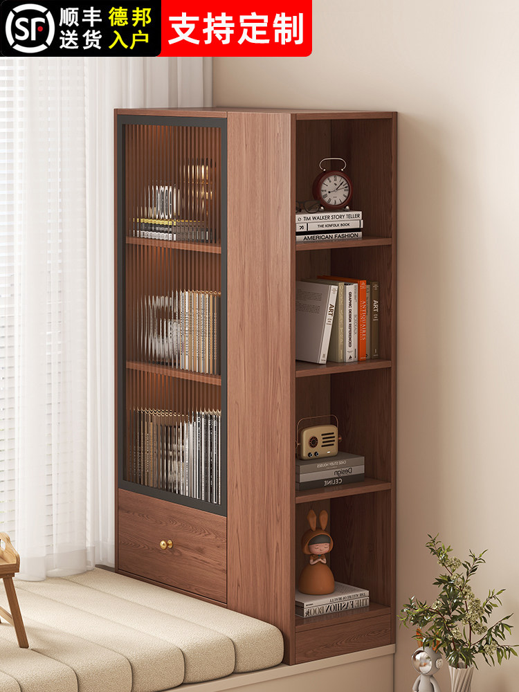 实木凸窗柜阳台储物柜家庭墙书柜小公寓窗台站立柜侧地板柜