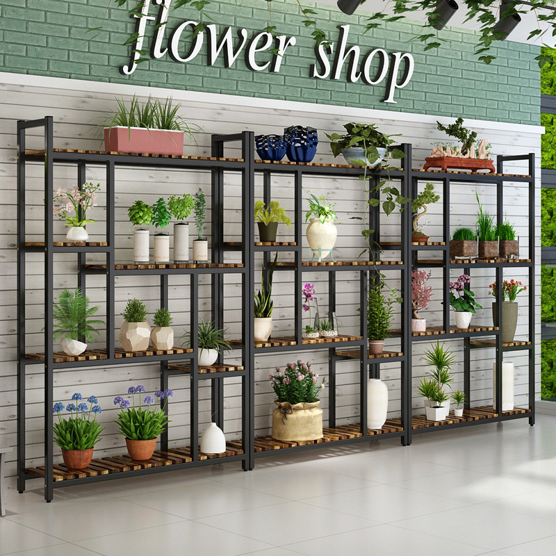 花店展示架铁艺客厅多层阳台室内落地式绿萝花架花盆架子简约批发