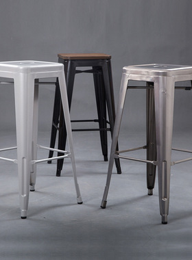 复古简约工业休闲酒吧铁皮吧椅铁艺高脚椅简易时尚金属吧凳子