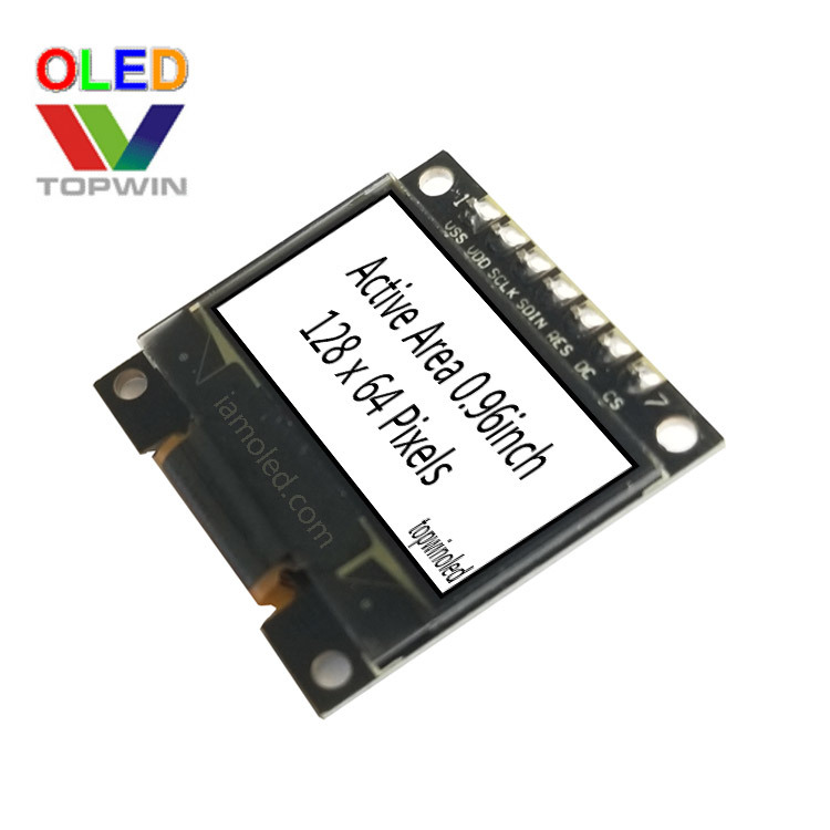 0.96英寸oled白色模块7针TW128640960AB模组128x64白光3/4SPI+IIC
