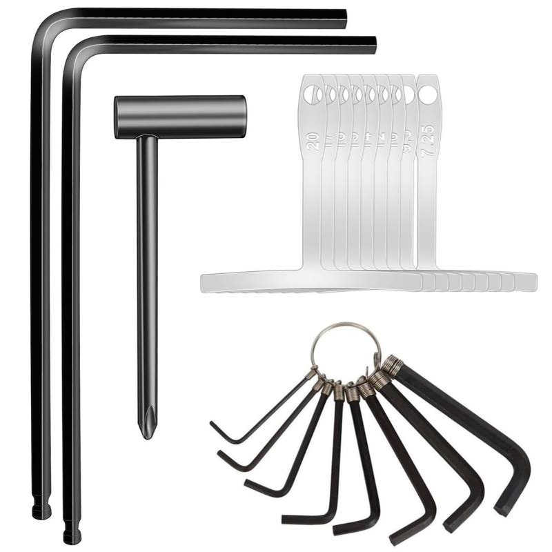 20件套 多规格多功能 吉他调节扳手 弧度测量调整 琴颈调节工具