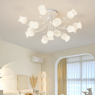 吊灯奶油风法式客厅灯铃兰花朵餐厅灯美式乡村主卧室北欧吸顶灯具