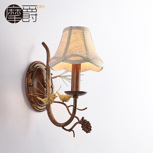 镜前灯创意走廊床头灯壁灯美式乡村卧室过复古道小鸟北欧欧式