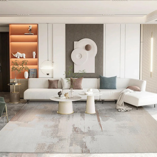 新品奶油风地毯奶咖色橘色日式极简简约卧室客厅现代家用机织地毯