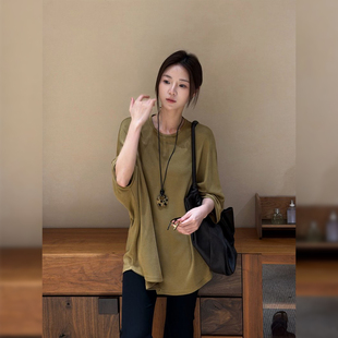 7SEVEN 【慵素】极简风宽松短袖T恤针织衫女慵懒百搭薄款上衣6440