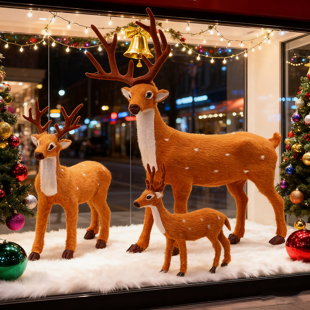 圣诞鹿装饰品梅花鹿仿真麋鹿摆件