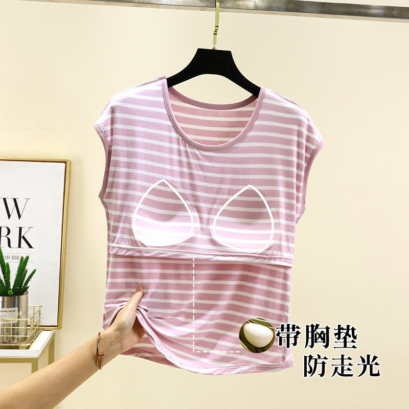 薄款莫代尔条纹t恤上衣