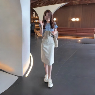 超火穿搭一套夏季女气质独特漂亮针织衫上衣高腰半身裙两件套