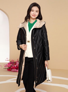 珂莱商场同款2025冬季新款女装连帽保暖鹅绒羽绒服外套KR00825W0