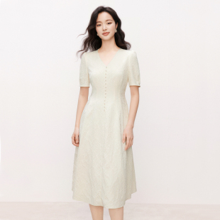 气质收腰蕾丝花纹连衣裙KF12212D1 珂莱商场同款 2025夏季 新款 女装