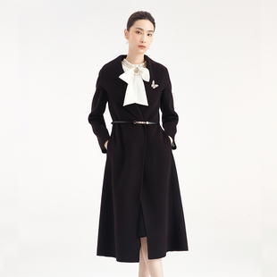 珂莱商场同款2025冬季新款女装气质收腰中长款羊毛双面呢大衣外套