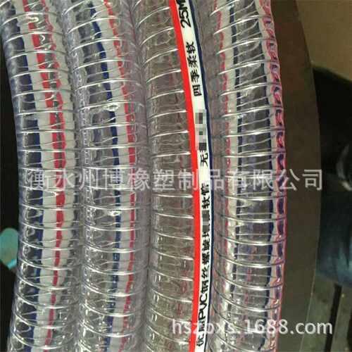 PVC钢丝软管 州博透明钢丝螺旋软管水管 1寸 25mm钢丝软管