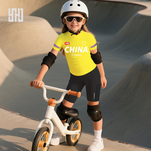 儿童骑行服夏季男童女童速干体能短袖骑行短裤平衡车训练服青少年
