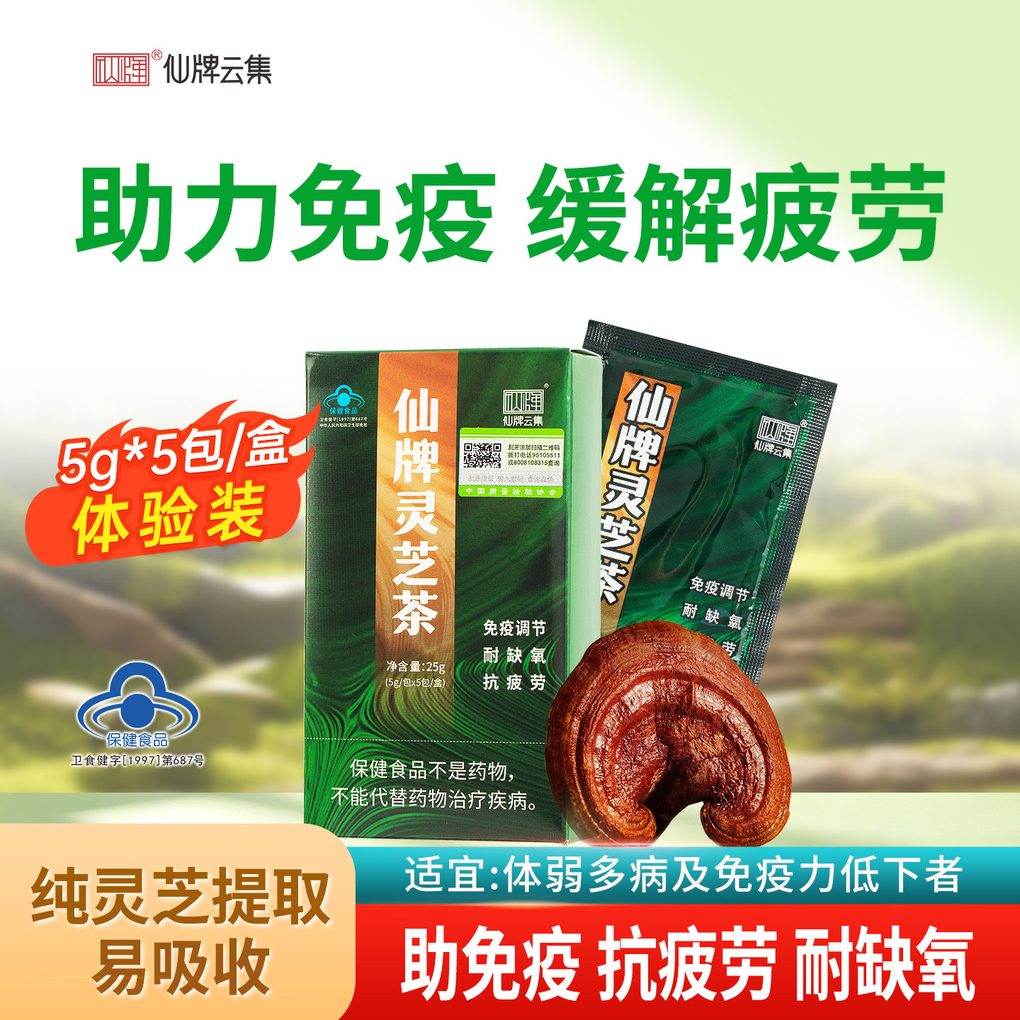【官方旗舰店试用】仙牌灵芝茶5包体验装养生免疫科学调节保健品