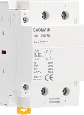 Baomain 家用交流接触器 HC1-100/20 AC 110-120V 2 极 2NO (常