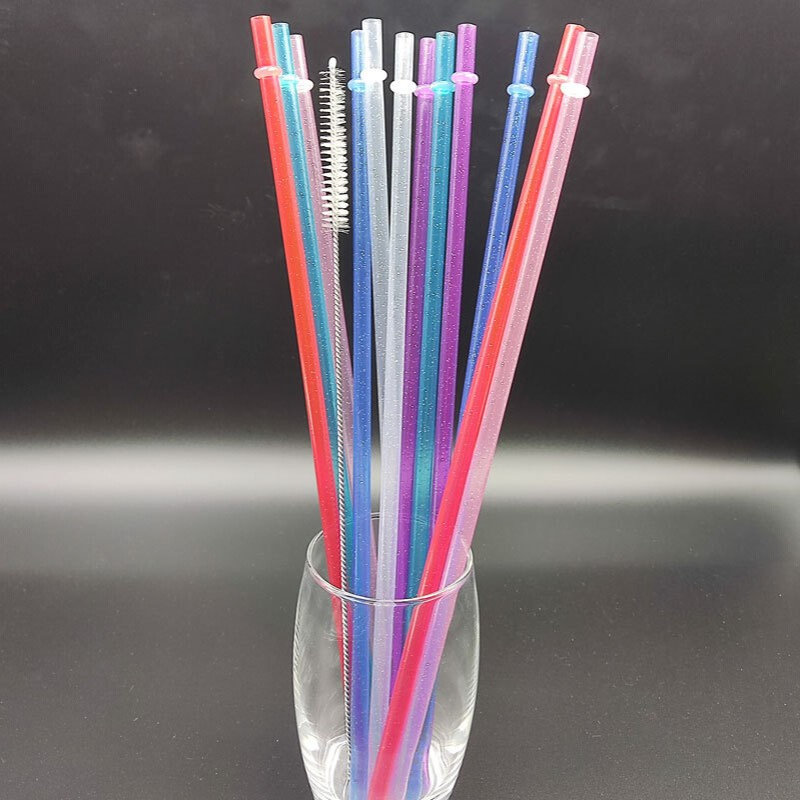 新款带环银粉彩硬质管 可重复使用加长315mm吸管现货批发厂家直销