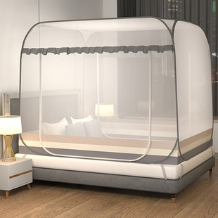 免安装加高拉链方顶蚊帐 家用可折叠双开门蚊帐 宝宝防摔加密蚊帐