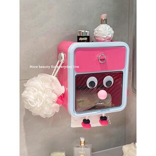 多巴胺洗脸巾收纳盒壁挂高颜值卷筒免打孔悬挂式浴室面巾纸置物架