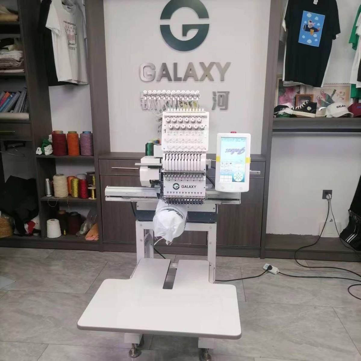 银河机电单头电脑绣花机平绣帽绣成衣绣短包包袖鞋面刺绣