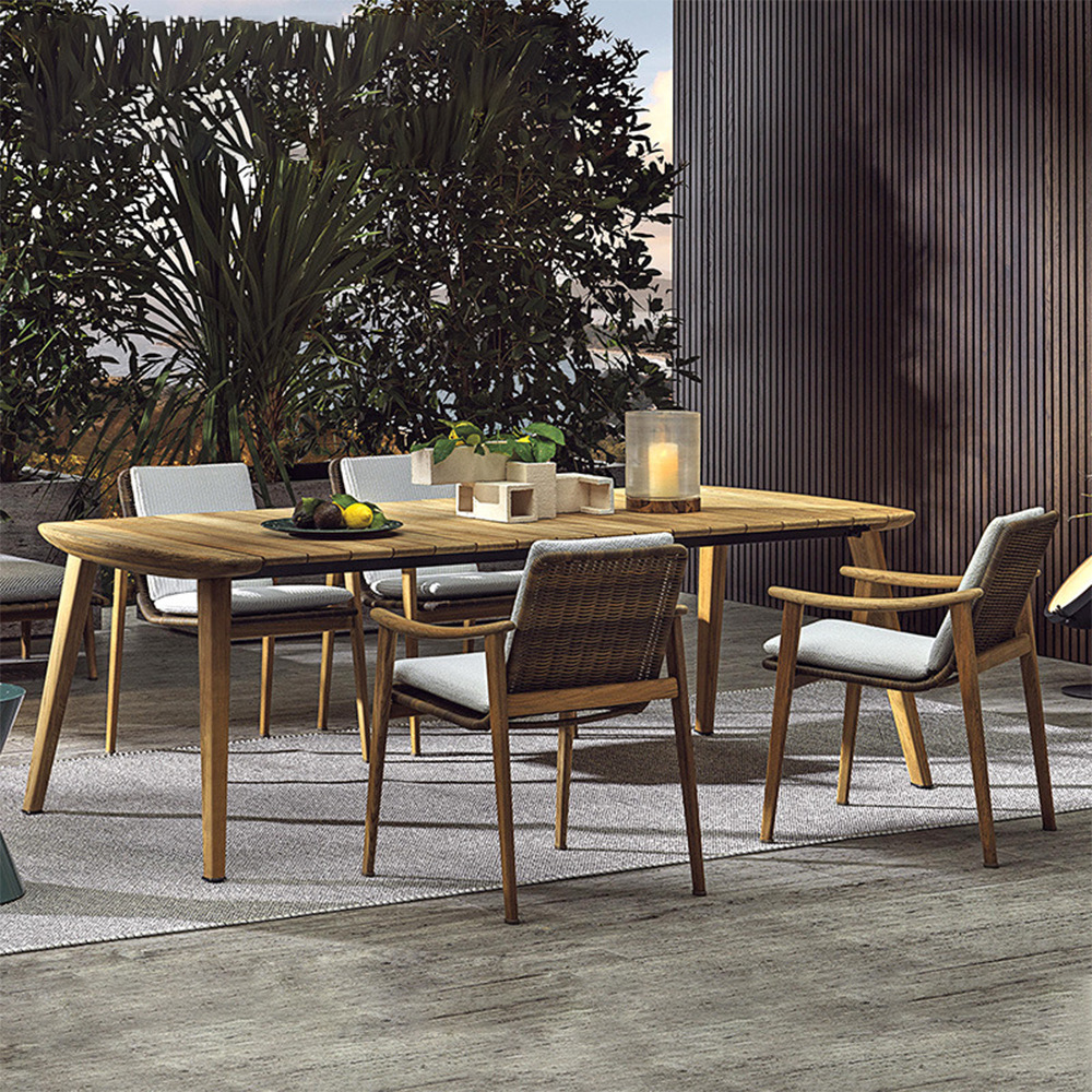 户外餐桌椅柚木别墅露台休闲防腐木室内外庭院花园家具餐桌椅批发