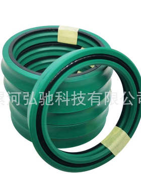 工程机械油缸油封绿色聚氨酯材质活塞杆轴用组合型密封圈工厂直销