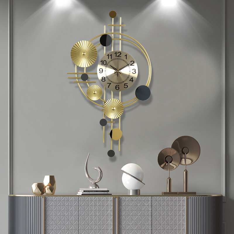 创意新中式铁艺挂钟客厅玄关墙面装饰钟表家用餐厅书房静音时钟