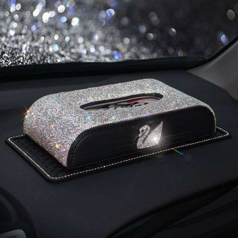 车载纸巾盒套车用抽纸盒创意车上装饰饰品镶钻可爱汽车用品纸巾盒