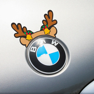 宝马3系5系车标贴纸X1X3X5圣诞帽改装汽车车贴车标前后标装饰贴纸