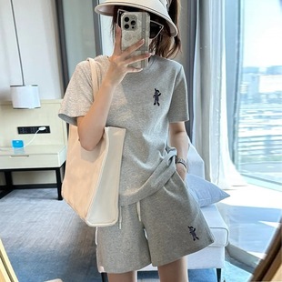 宽松学生百搭港风小众短裤 短袖 薄款 运动休闲套装 两件套ins 女夏季