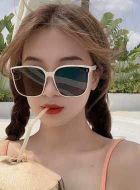 GM新款遮阳墨镜网红小红书女开车防紫外线大框方框太阳镜