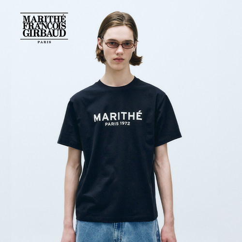 MARITHE潮流男女同款LOGO短袖T恤