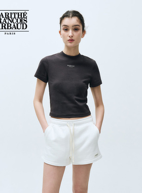 MARITHE女士毛边短袖T恤 潮流休闲舒适圆领短款上衣 2025年夏韩系
