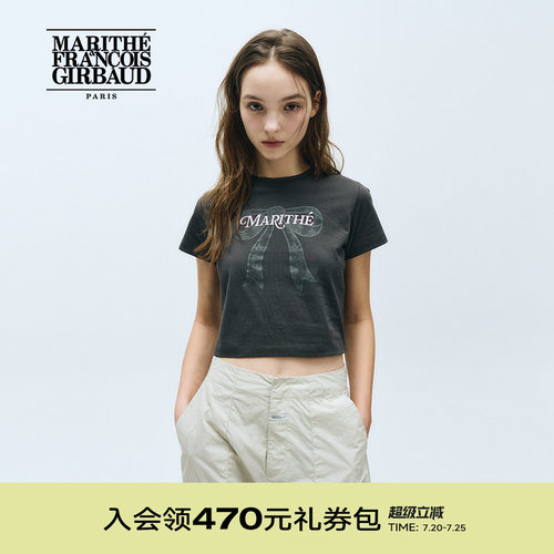 MARITHE女士蝴蝶结印花短袖T恤