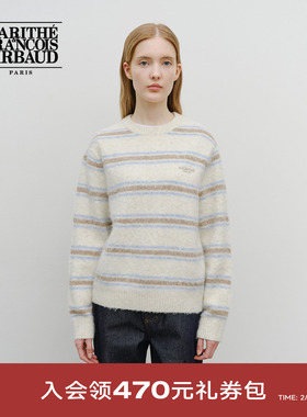 MARITHE条纹套头毛衣 男女同款情侣休闲刺绣上衣2025年秋冬韩系