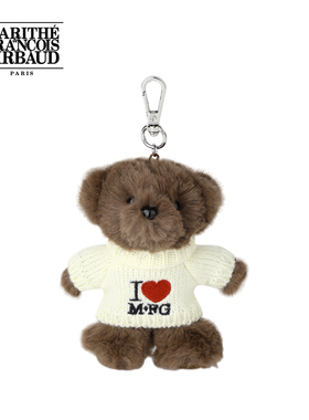 MARITHE高领小熊毛衣钥匙扣 情侣复古趣味品牌字母LOGO2025秋