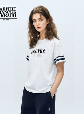 MARITHE短袖T恤 潮流男女同款情侣 宽松足球风印花上衣25年夏韩系