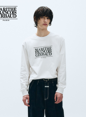 MARITHE经典LOGO长袖T恤潮流男女同款情侣装印花圆领25年秋款韩系