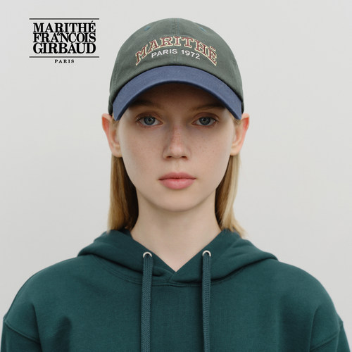 MARITHE拱形LOGO牛仔拼色鸭舌帽