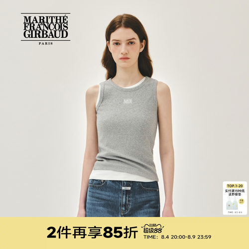 MARITHE女士丝带LOGO无袖T恤